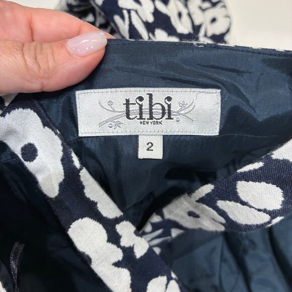Tibi Navy and White Floral Halter Mini Dress - Picture 5 of 11